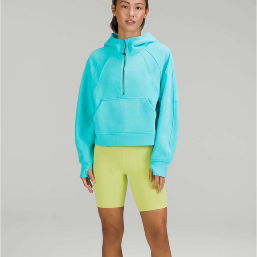 Women Lululemon Scuba Oversized Half-Zip Hoodie Electric Turquoise XS/S Athletic